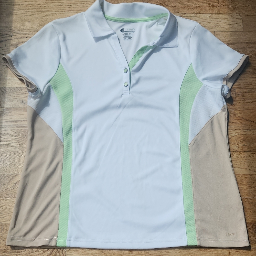 (L) Izod Fitted Golf Polo Cool- Fx Vacation Athletic Athleisure Active Sporty